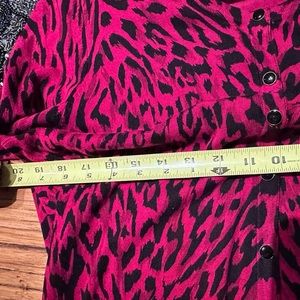 White House Black market -Red leopard cardigan sweater